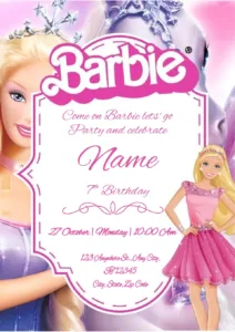 Free Barbie Invitation Template For Google Docs in FREE Printable Barbie Party Invitations