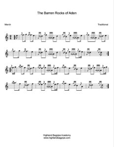 Free Barren Rocks Of Aden Bagpipe Sheet Music – Printable Pdf in Free Printable Bagpipe Sheet Music