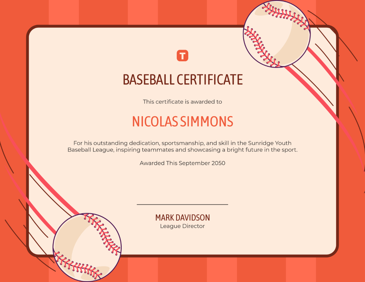 Free Baseball Certificate Templates To Edit Online pertaining to FREE Printable Baseball Award Certificates