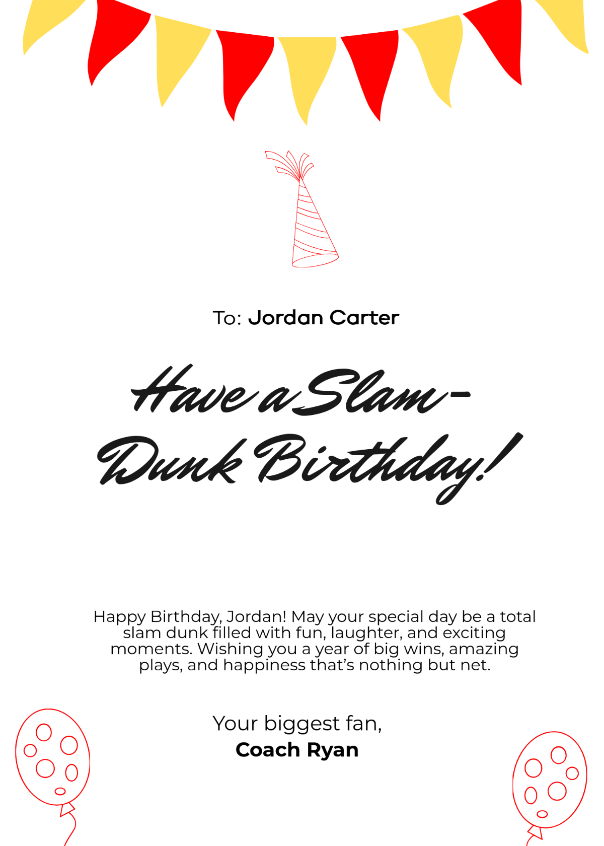 Free Basketball Birthday Card Template To Edit Online throughout FREE Printable Basketball Birthday Cards