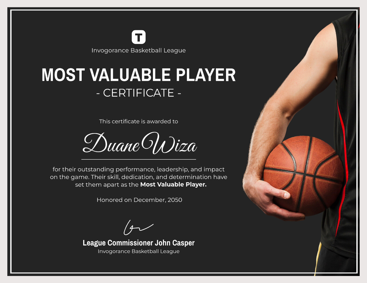 Free Basketball Certificate Templates To Edit Online with regard to Free Printable Basketball Award Certificates