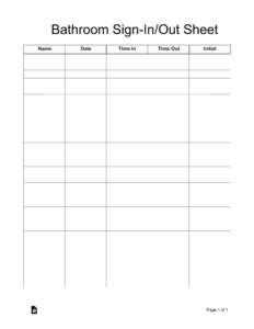 Free Bathroom Cleaning Sign-In/Out Sheet Template - Pdf | Word with regard to FREE Printable Bathroom Log Sheet