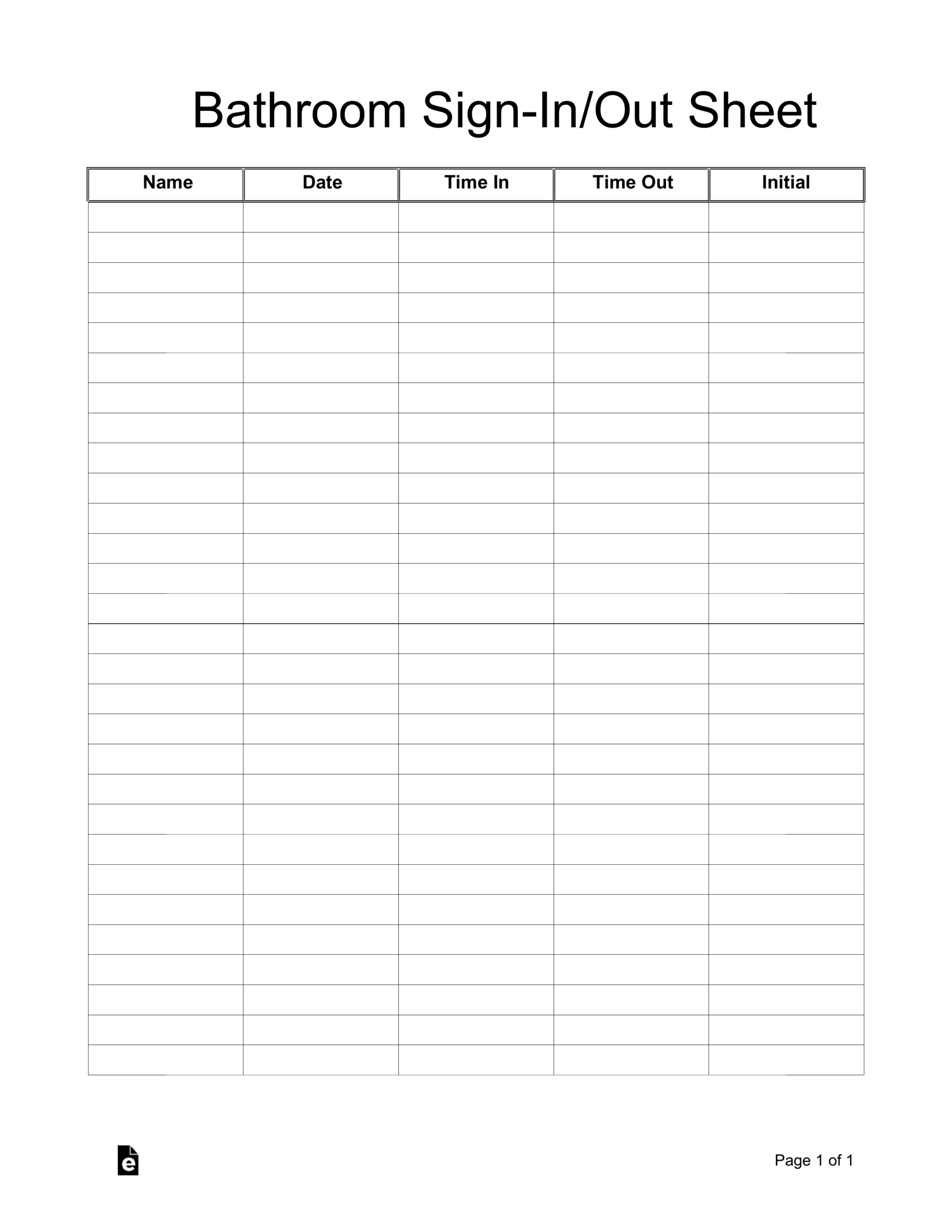 Free Bathroom Cleaning Sign-In/Out Sheet Template - Pdf | Word with regard to FREE Printable Bathroom Log Sheet