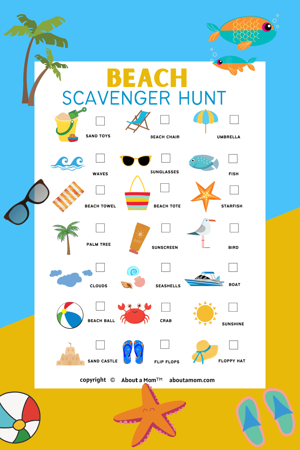 Free Beach Scavenger Hunt Printable - About A Mom with regard to Free Printable Beach Scavenger Hunt