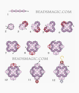 Free Beading Pattern For Earrings Luna | Beads Magic inside Free Printable Beaded Earring Patterns