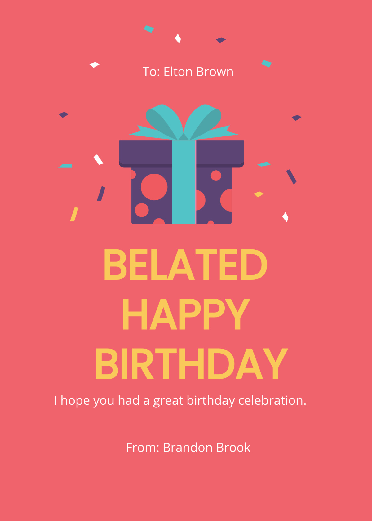 Free Belated Birthday Card Templates, Editable And Printable throughout Free Printable Belated Birthday Cards For Her