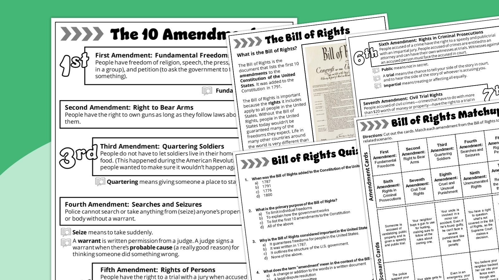 Free Bill Of Rights Worksheet Bundle inside FREE Printable Bill of Rights