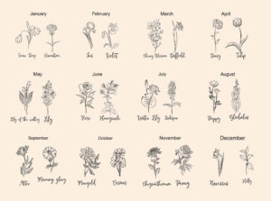 Free Birth Flower Chart, With Meanings throughout Free Printable Birth Month Flowers