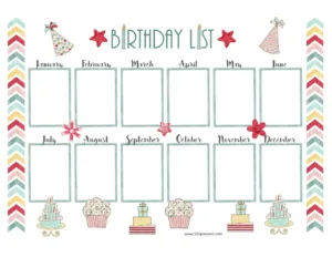 Free Birthday Calendar Template | Printable &amp; Customizable intended for Free Printable Birthday Chart Template