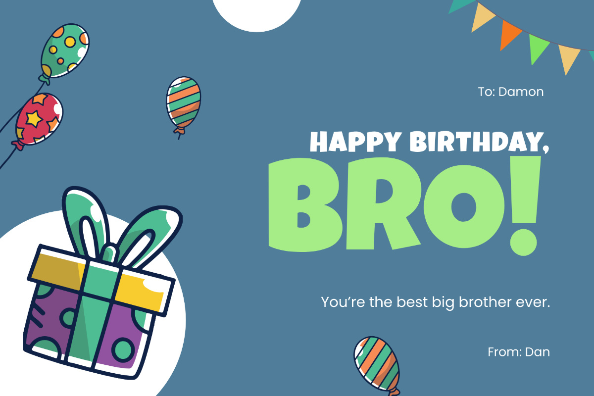 Free Birthday Card For Brother Templates, Editable And Printable intended for Free Printable Big Brother Cards