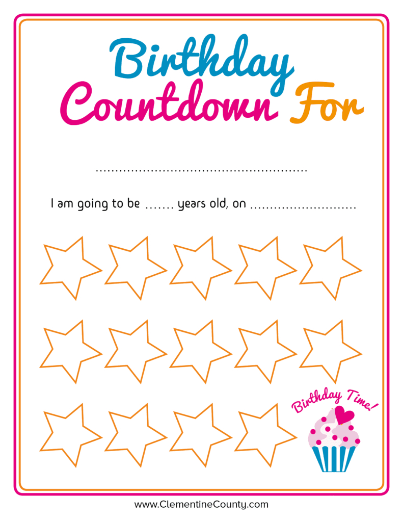 Free Birthday Countdown Printable | Clementine County for FREE Printable Birthday Countdown Calendar