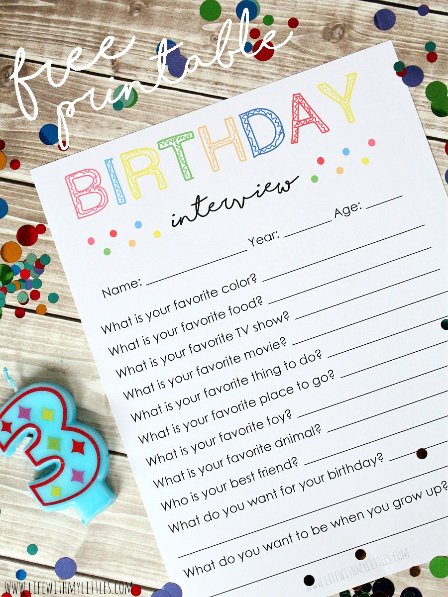 Free Birthday Interview Printable - Life With My Littles for FREE Printable Birthday Interview Printable