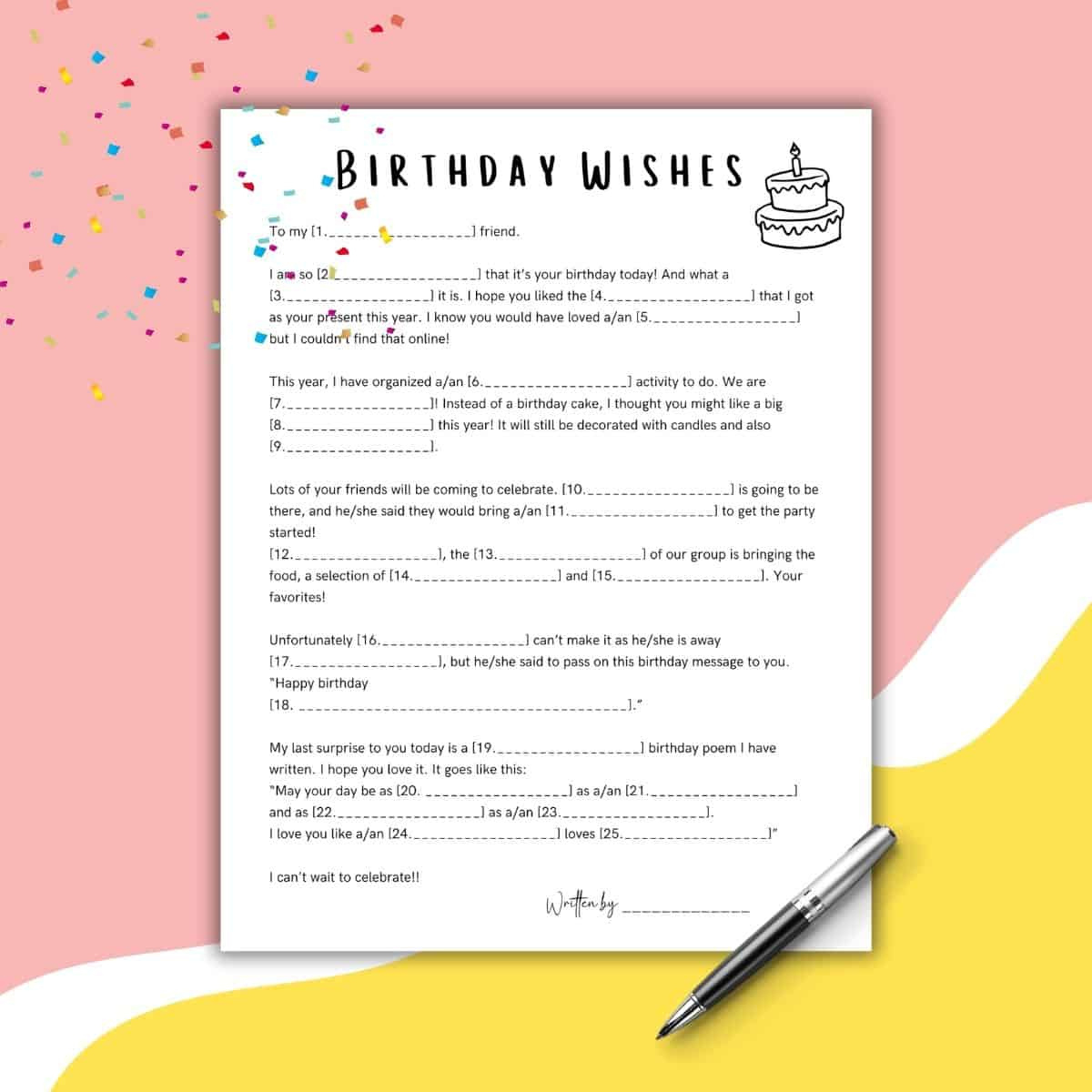 Free Birthday Mad Libs Style Printable - Love &amp;amp; Laugh Games with Free Printable Birthday Mad Libs For Adults