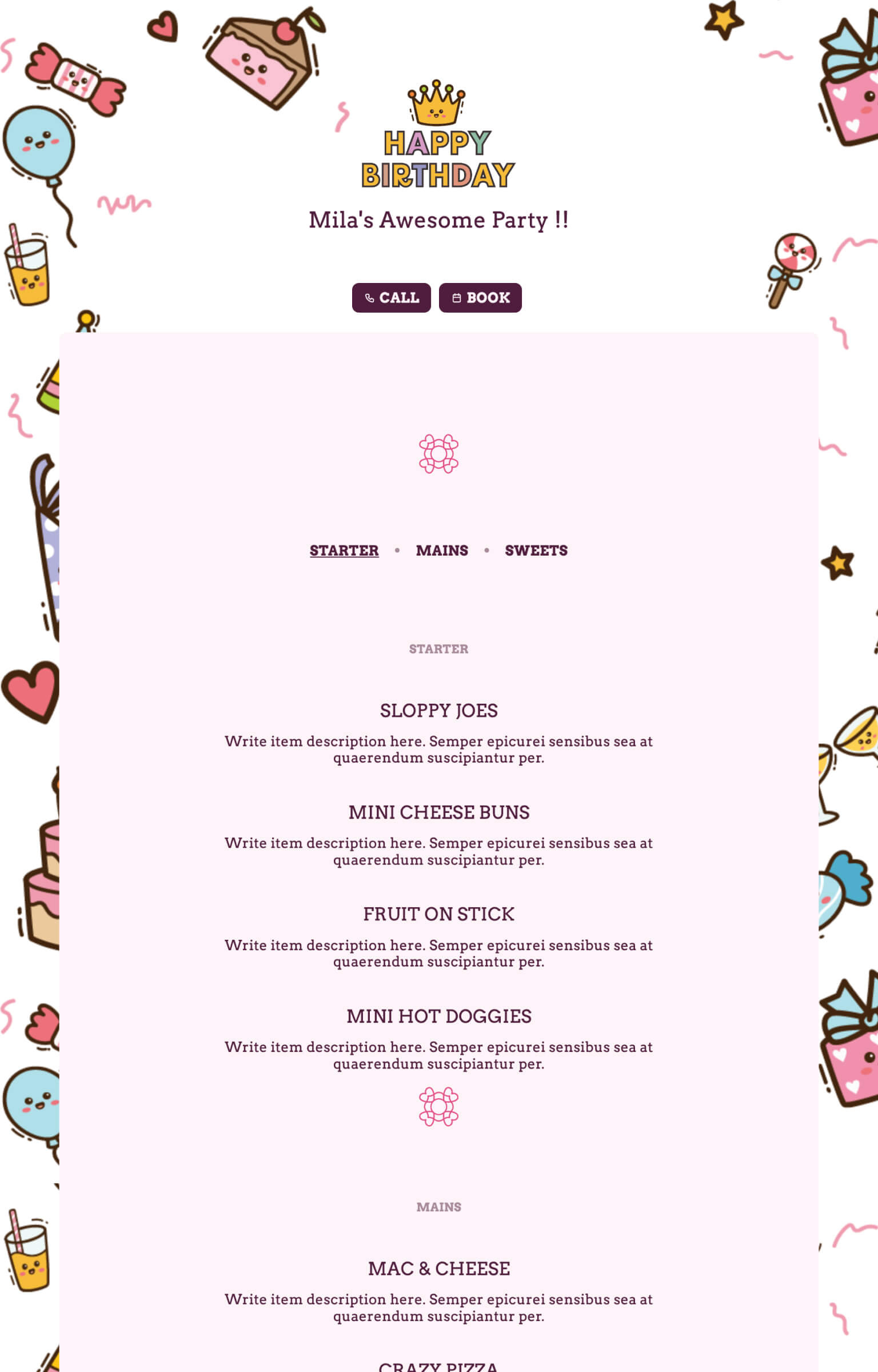 Free Birthday Menu Template | Menuzen pertaining to FREE Printable Birthday Menu Templates