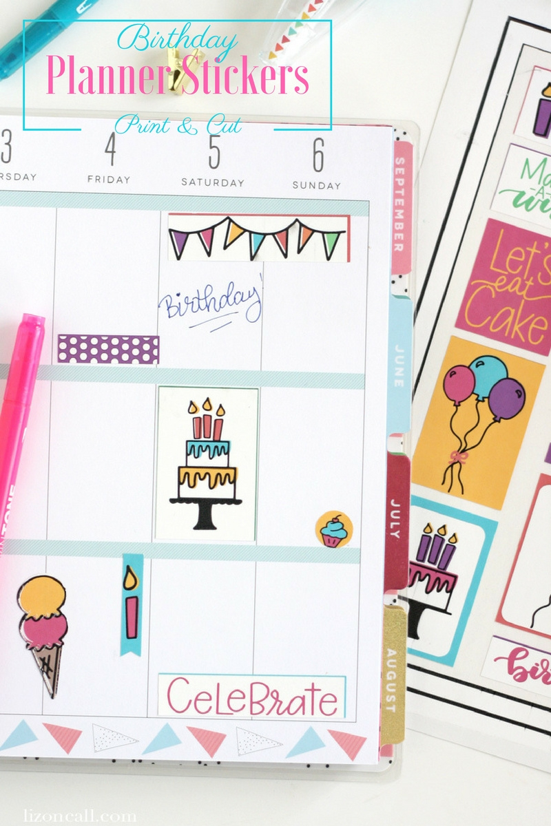 Free Birthday Planner Stickers inside FREE Printable Birthday Planner Stickers