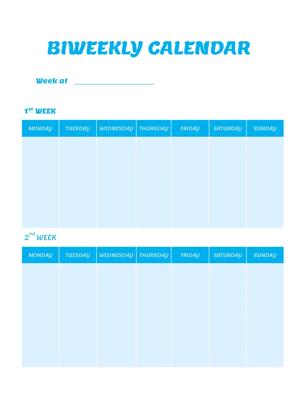 Free Biweekly Calendar Template For Google Docs inside FREE Printable Bi Weekly Calendar