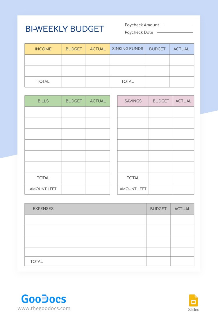 Free Biweekly Minimalistic Budget Template In Google Slides And inside Free Printable Bi Weekly Budget Sheets
