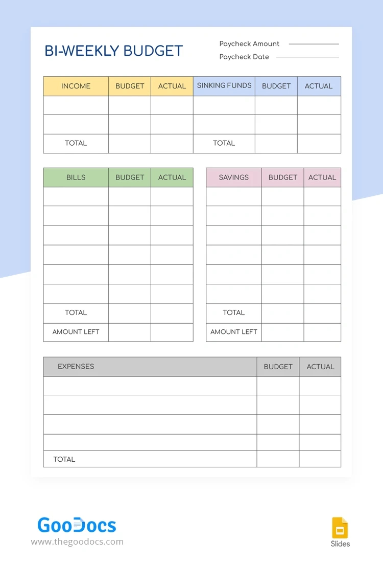 Free Biweekly Minimalistic Budget Template In Google Slides And within Free Printable Bi-Weekly Budget Planner