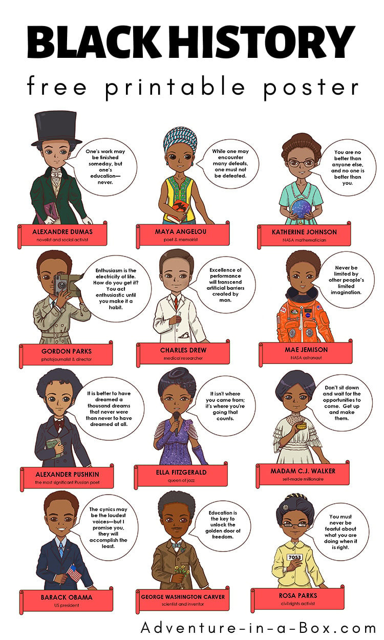 Free Black History Month Posters regarding FREE Printable Black History Pictures