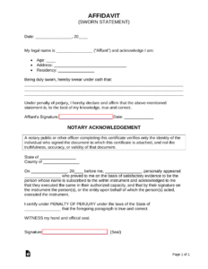 Free Blank Affidavit Templates (17) - Pdf | Word – Eforms regarding FREE Printable Blank Affidavit Form