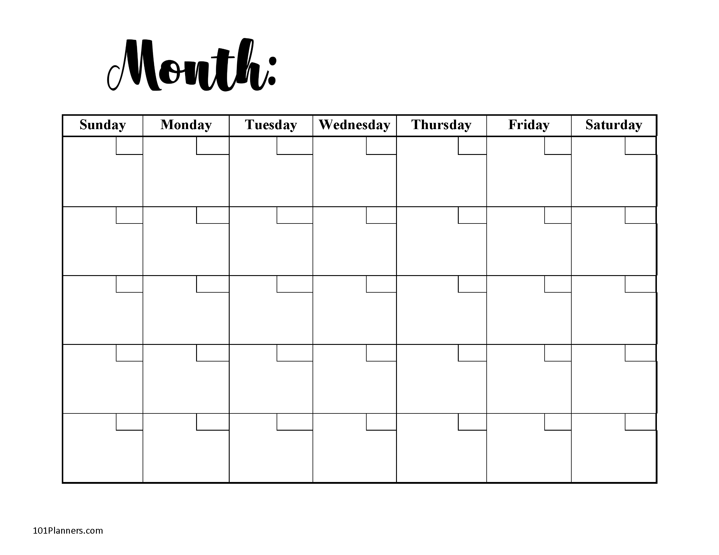 Free Blank Calendar Templates | Word, Excel, Pdf For Any Month intended for Free Printable Blank Calendar Page