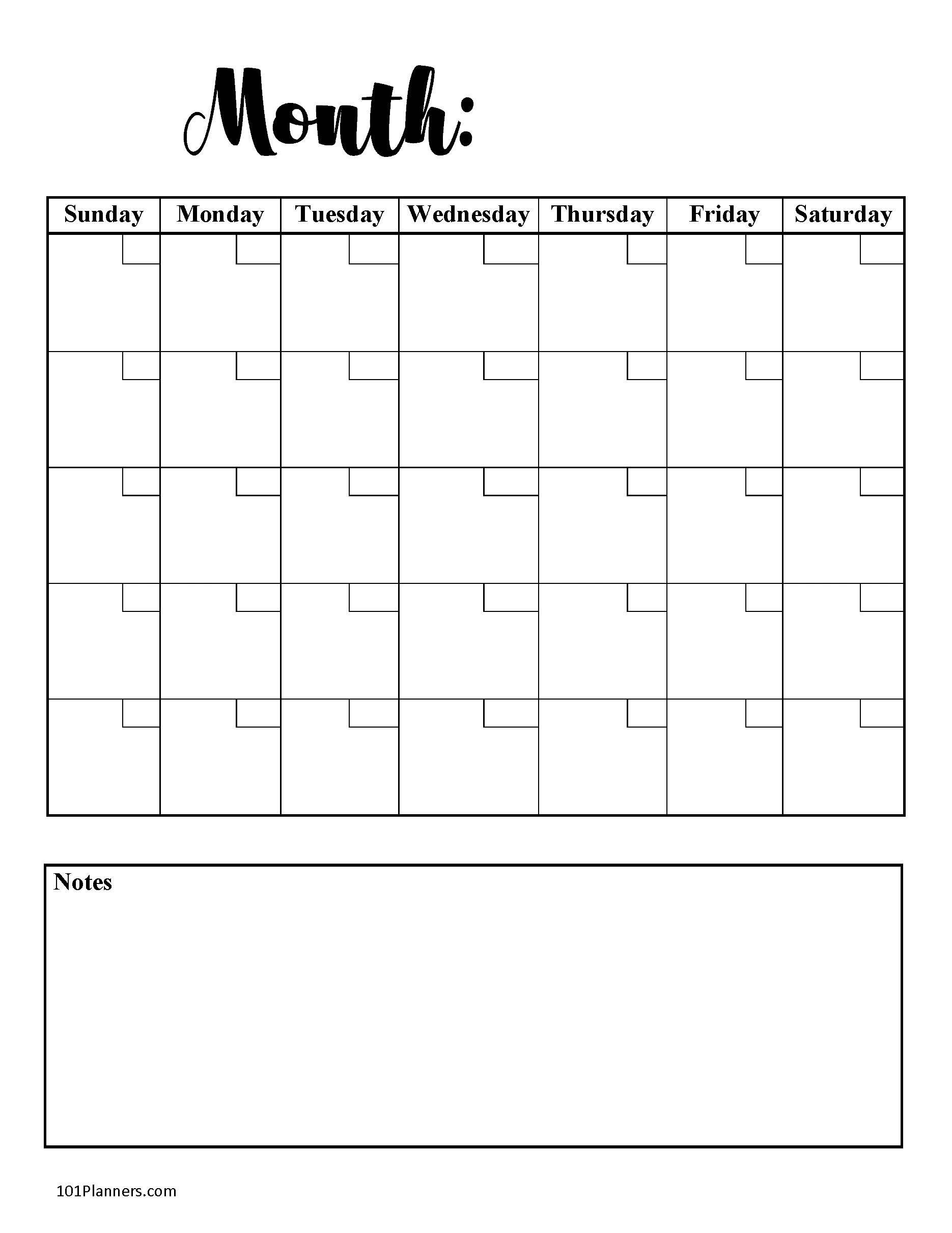 Free Blank Calendar Templates | Word, Excel, Pdf For Any Month with regard to Free Printable Blank Calendar 31 Days