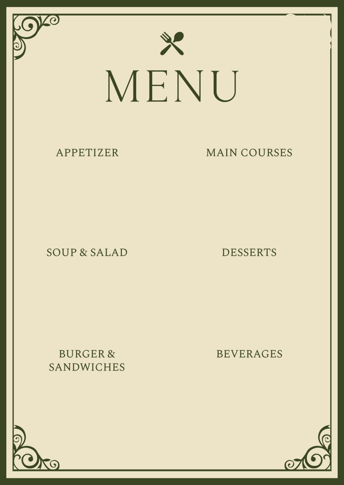 Free Blank Menu Template To Edit Online with FREE Printable Blank Menu Templates
