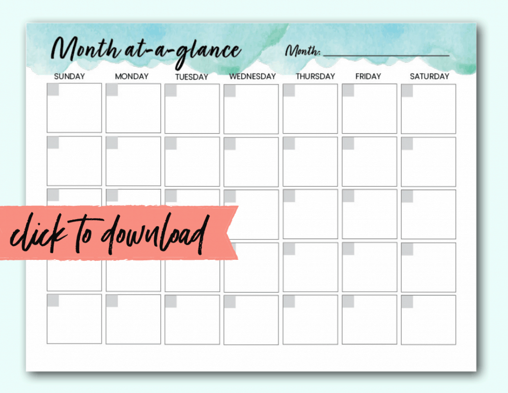 Free Blank Monthly Calendar Template Pdf - The Incremental Mama inside Free Printable Blank Calendar 31 Days