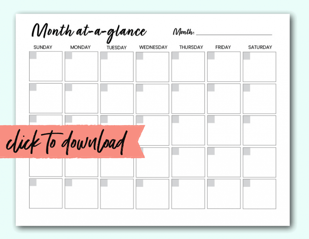 Free Blank Monthly Calendar Template Pdf - The Incremental Mama intended for Free Printable Blank Monthly Calendar Template
