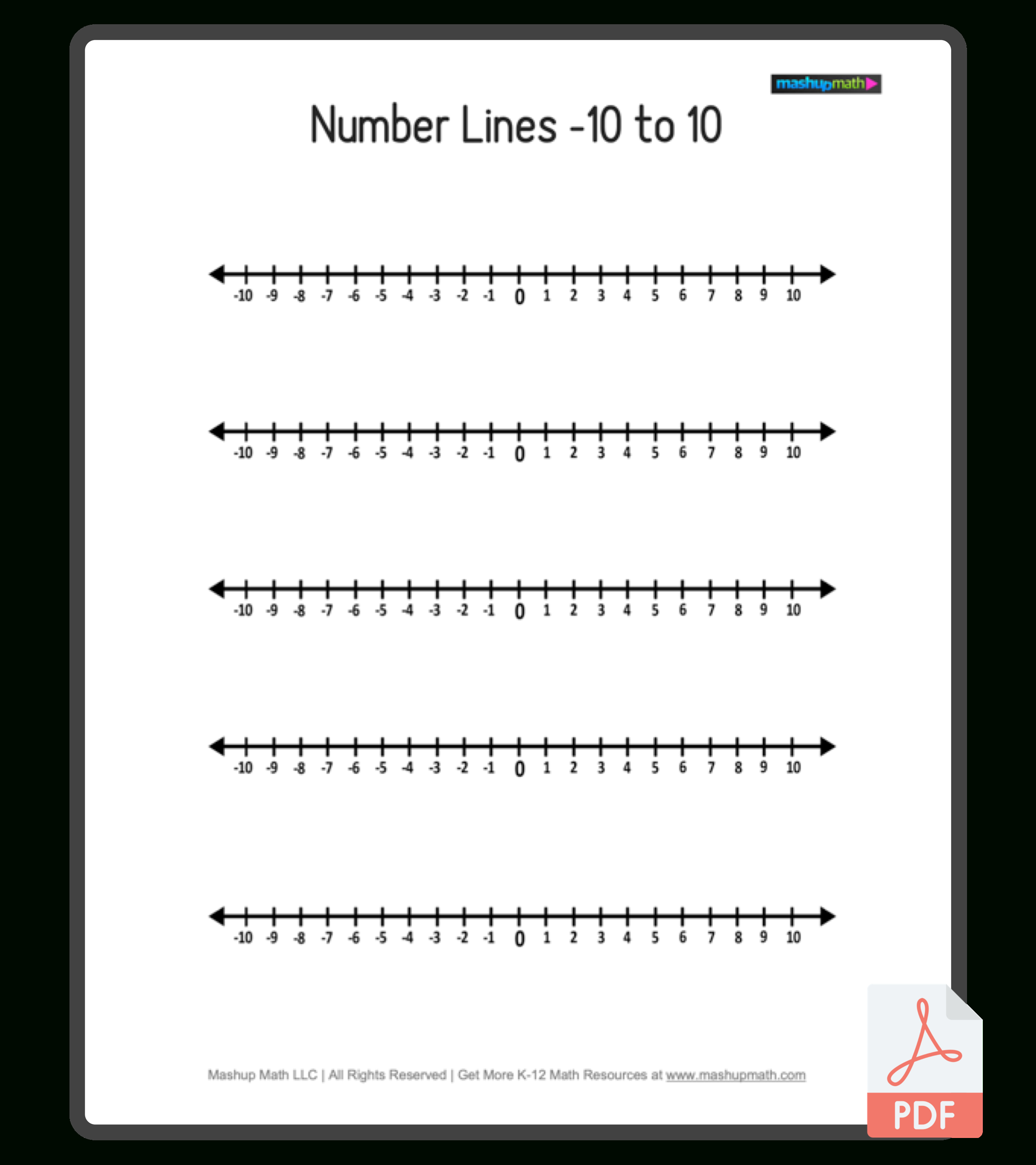 Free Blank Number Lines—All Grade Levels — Mashup Math within FREE Printable Blank Number Line Template