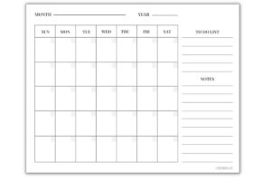Free Blank Undated Monthly Calendar Printable Template ⋆ Love Our with regard to FREE Printable Blank Calendar with Notes