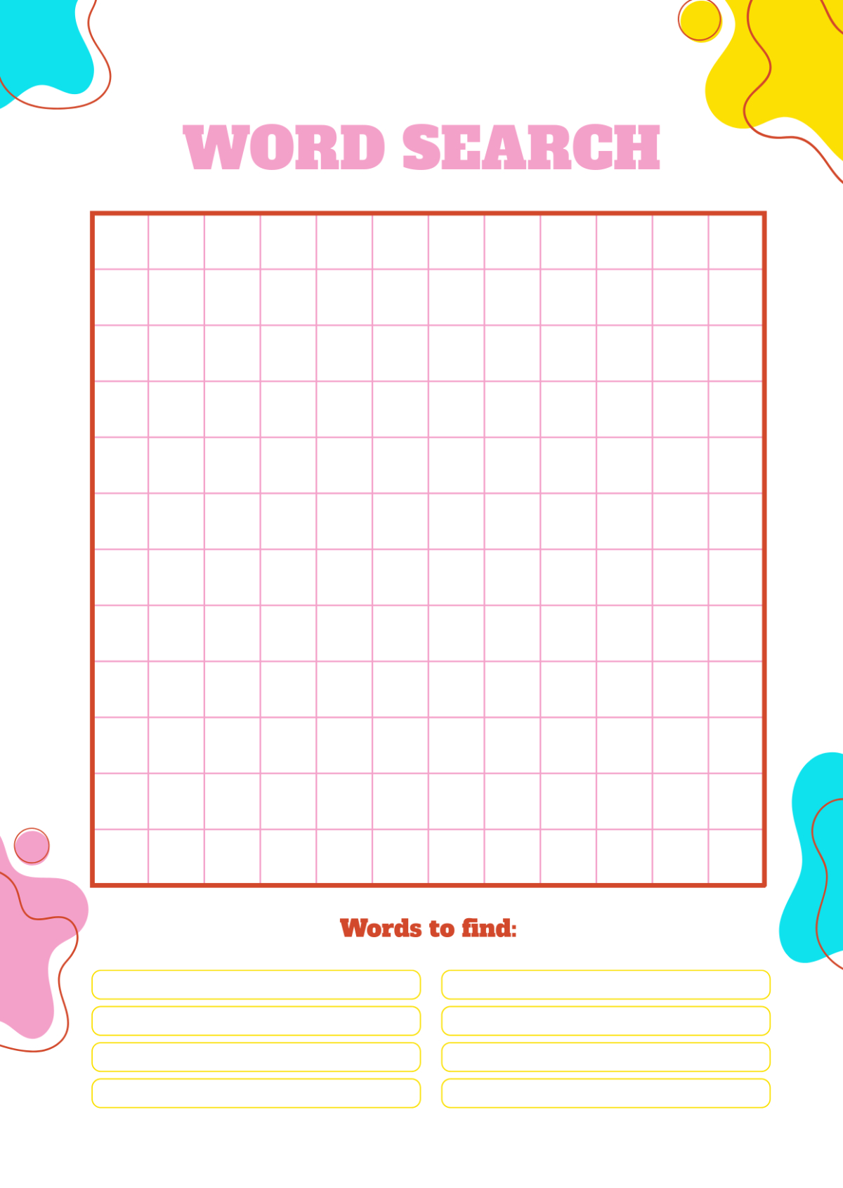 Free Blank Word Search Template To Edit Online regarding Free Printable Blank Word Search