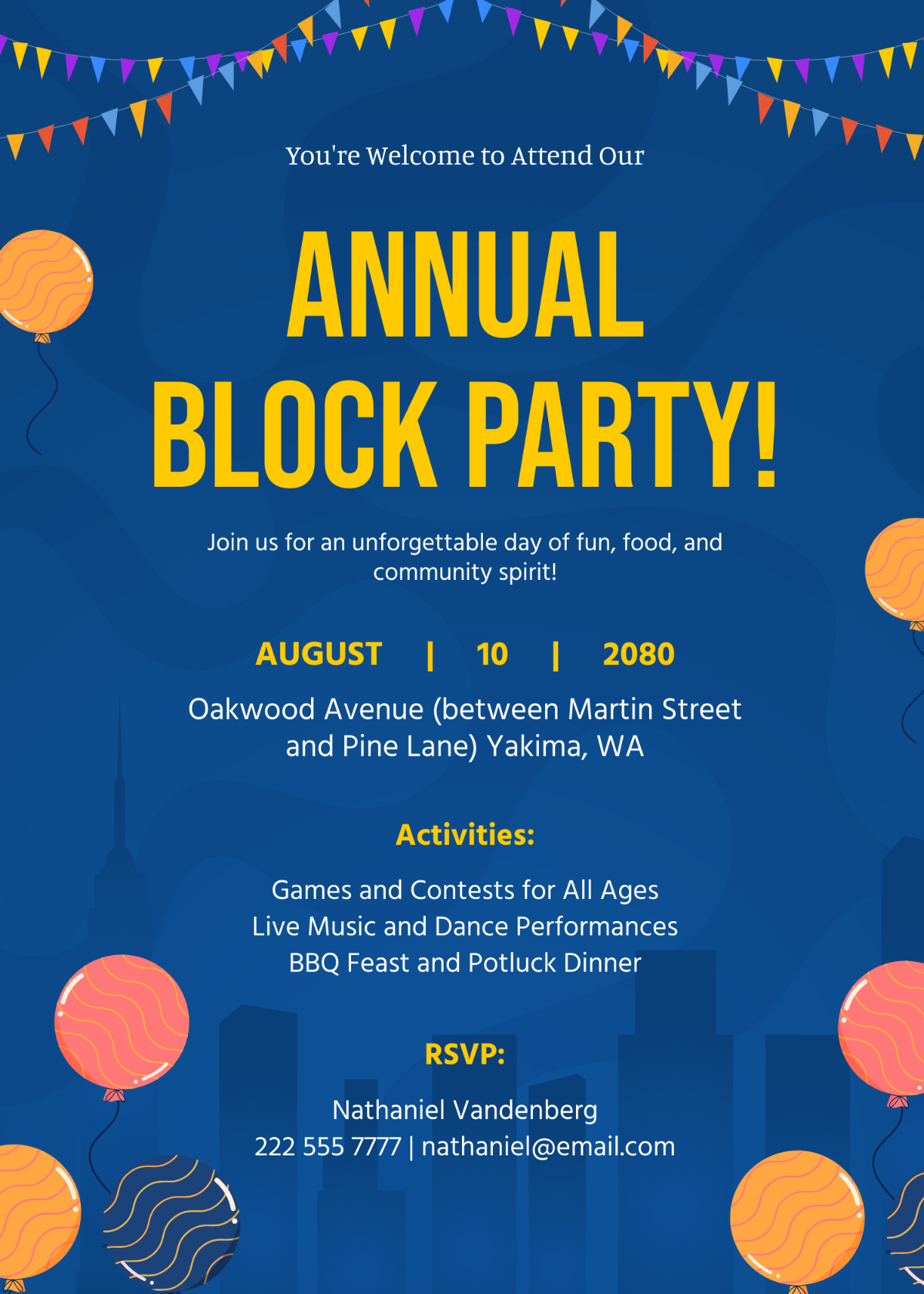 Free Block Party Welcome Invitation Template To Edit Online inside FREE Printable Block Party Invitations