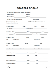 Free Boat (Vessel) Bill Of Sale Template | Pdf | Word in FREE Printable Bill of Sale For Watercraft