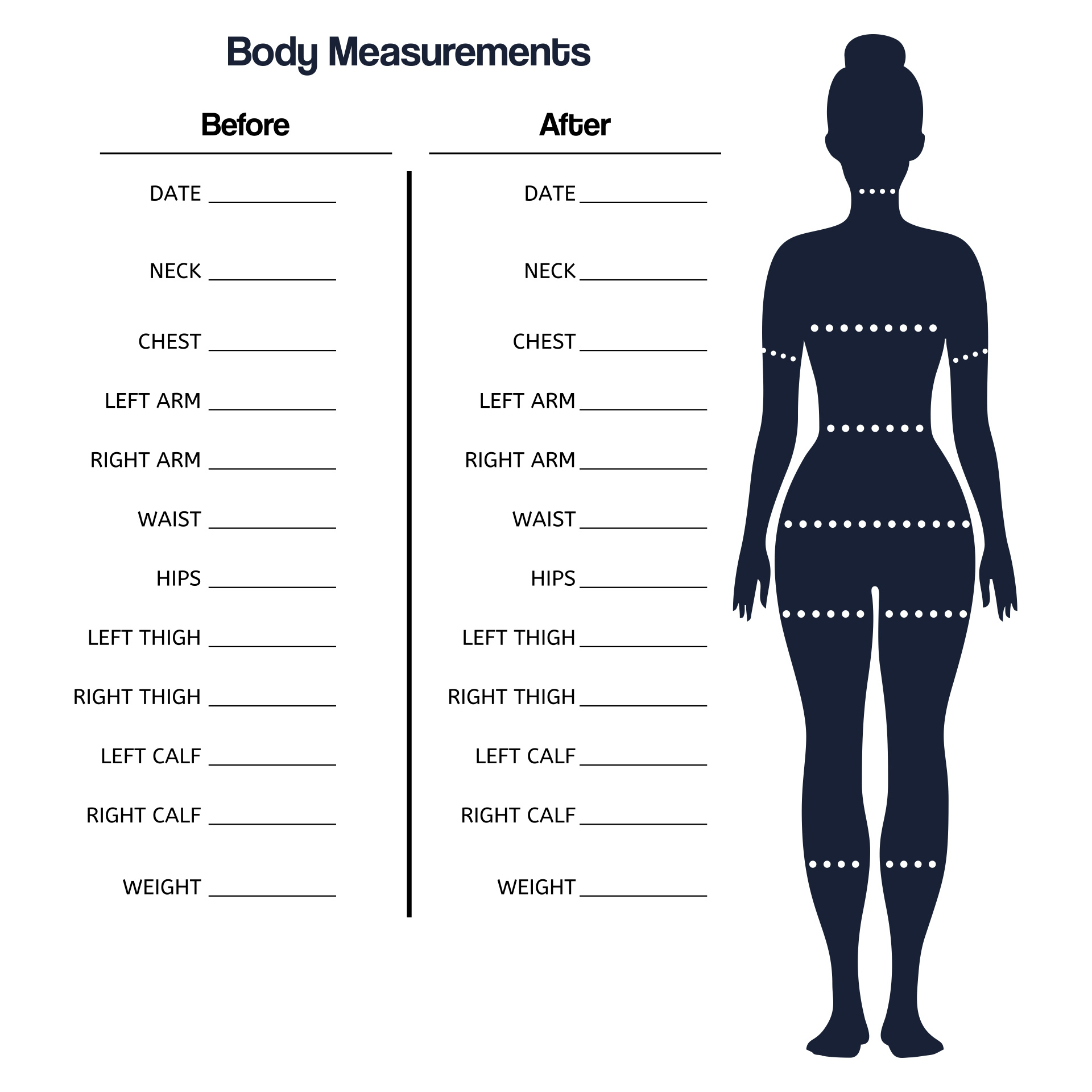 Free Body Measurement Chart Printable regarding FREE Printable Body Measurement Chart For Weight Loss