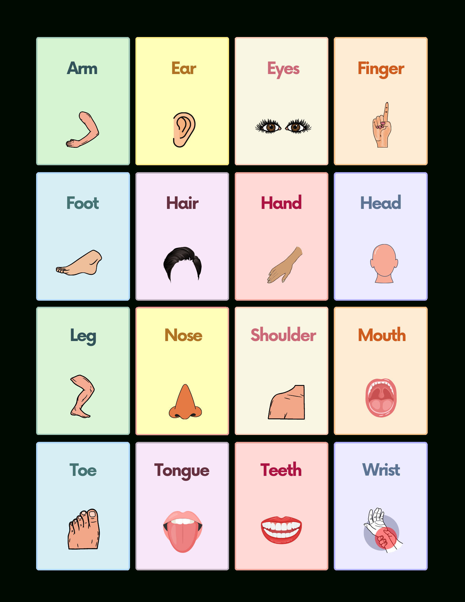 Free Body Parts Flashcards For Autism And Speech Therapy | Autistichub intended for FREE Printable Body Parts Flashcards