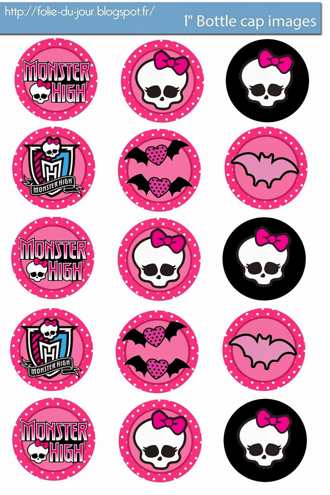 Free Bottle Cap Images: Monster High Free Bottle Cap Images intended for Free Printable Bottle Cap Images