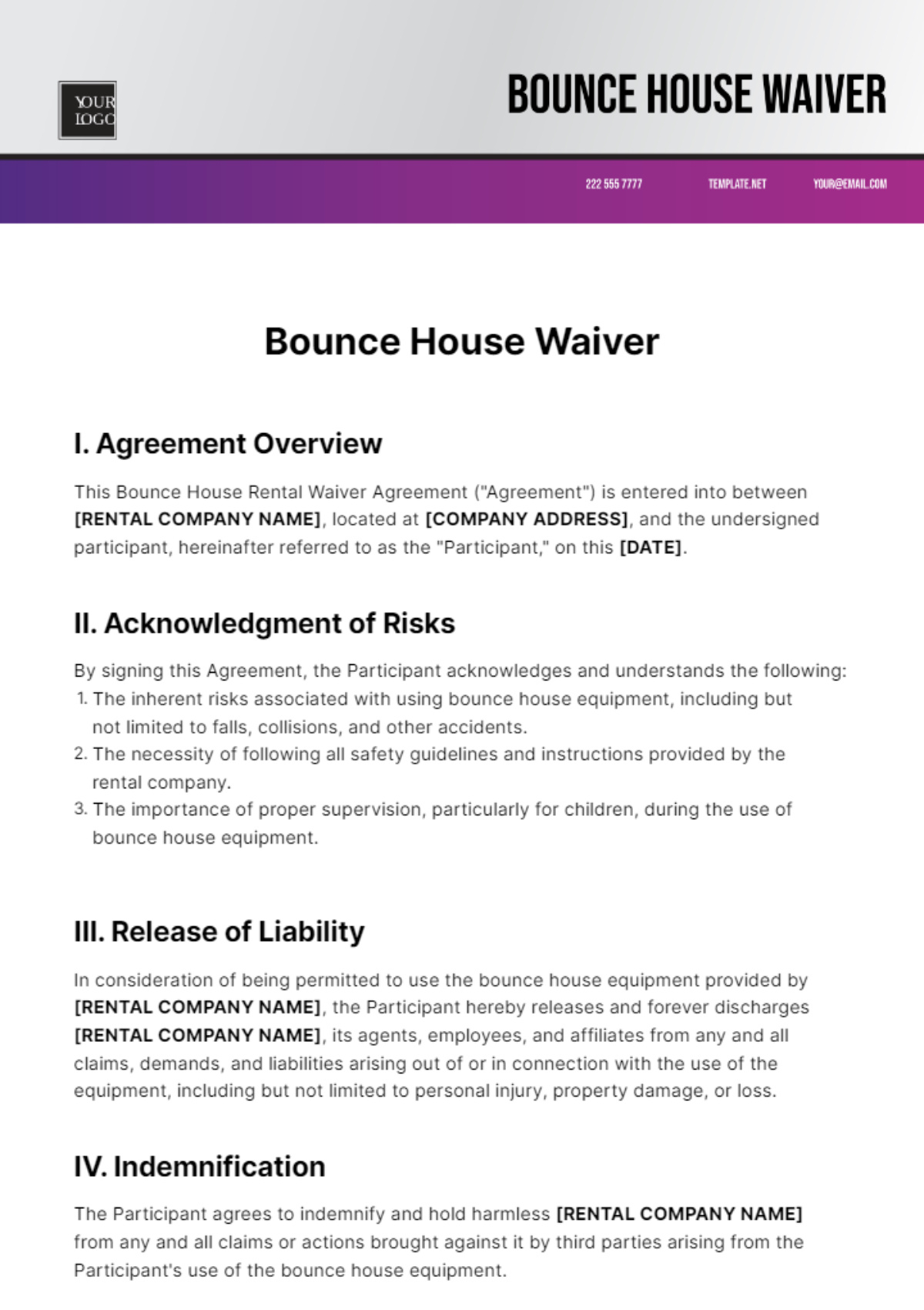 Free Bounce House Waiver Template To Edit Online regarding FREE Printable Bounce House Waiver