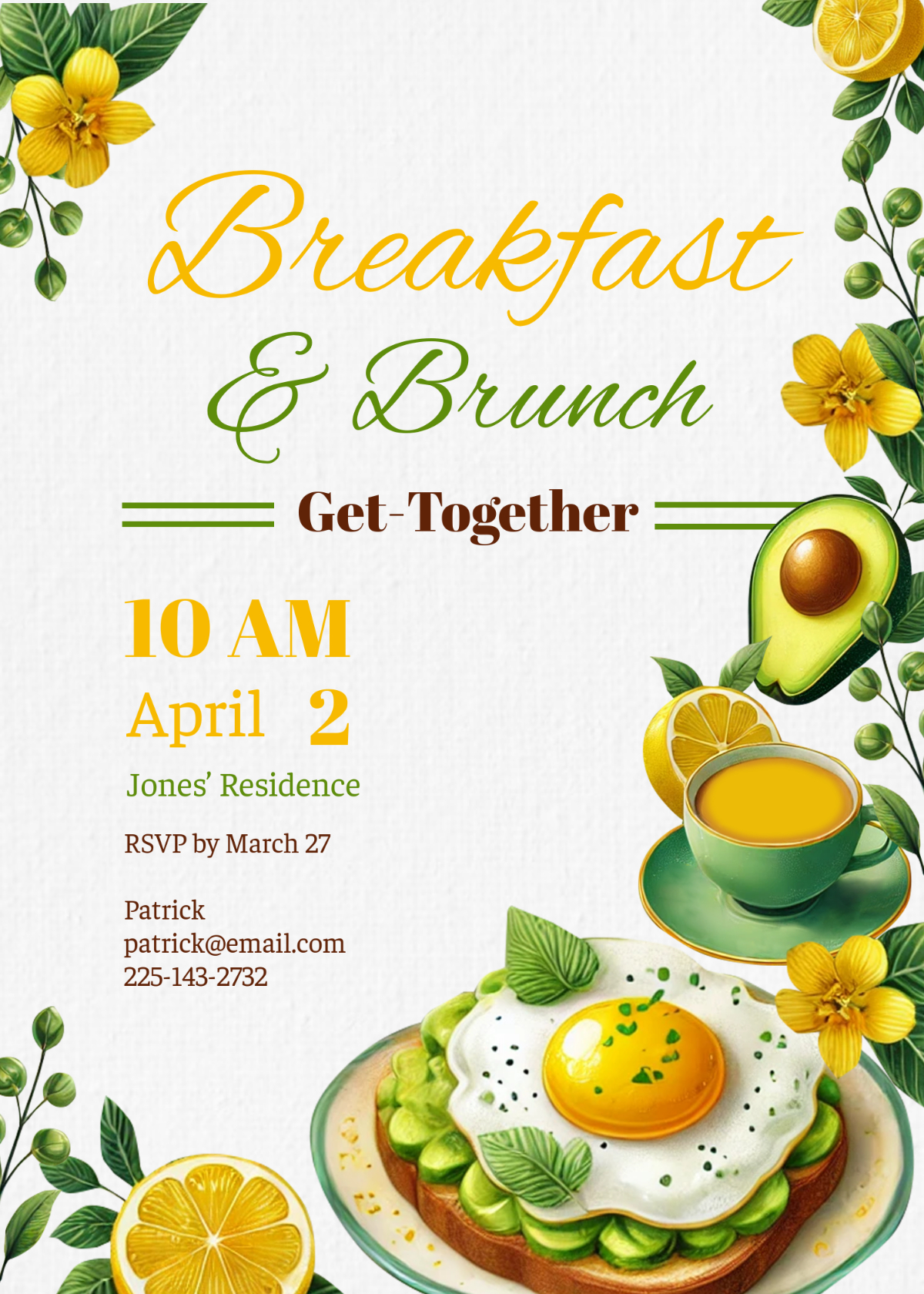 Free Breakfast Invitation Templates, Editable And Printable in Free Printable Breakfast Invitation Templates
