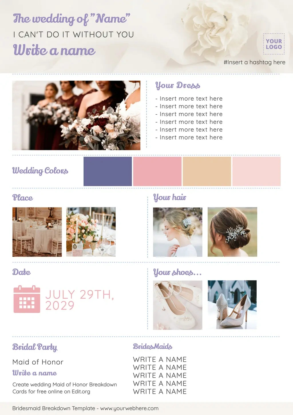 Free Bridesmaid Info Card Templates within FREE Printable Bridesmaid Information Sheet