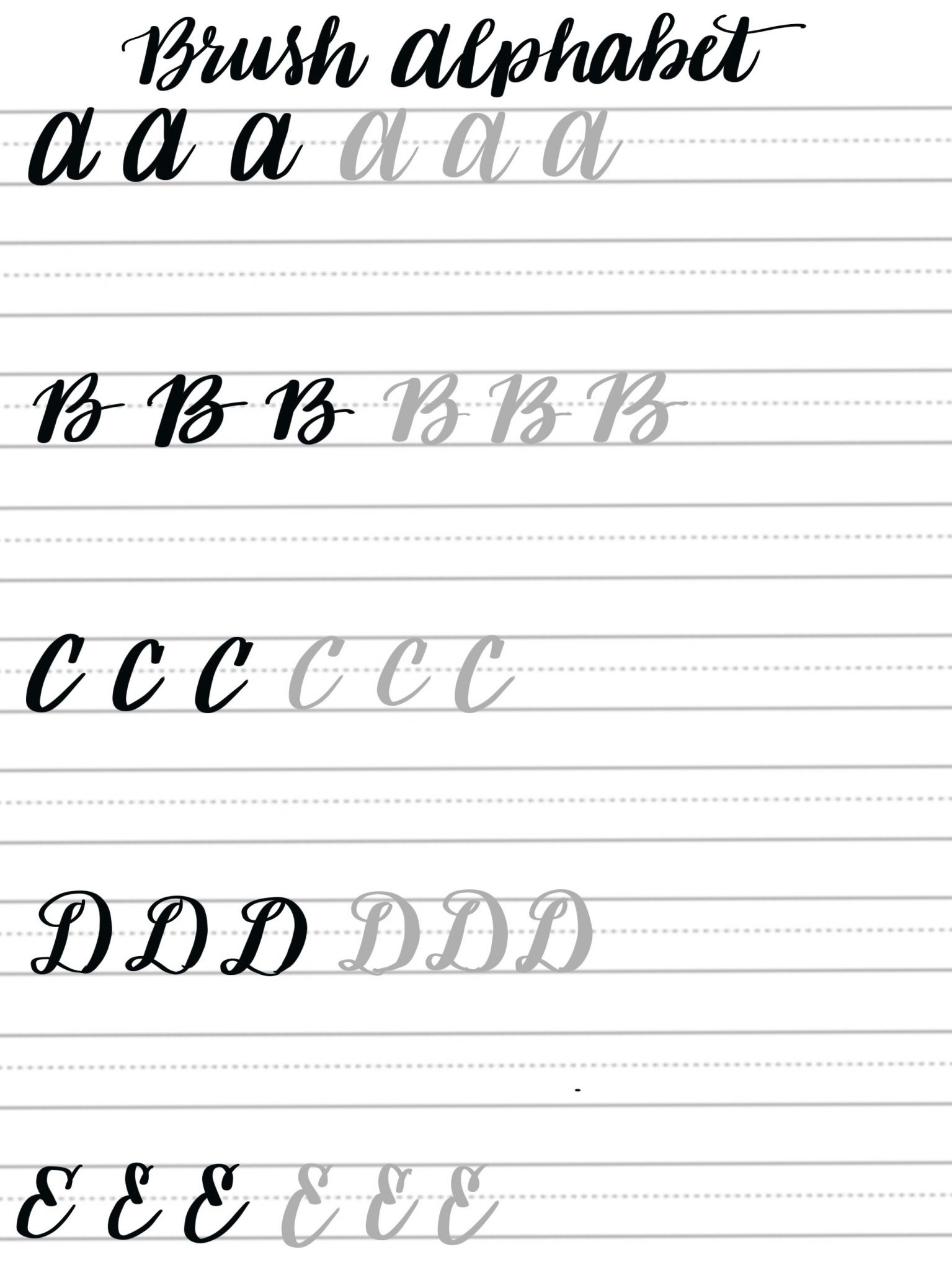 Free Brush Lettering Practice Sheets: Uppercase Alphabet - Amy with Free Printable Brush Lettering Practice Sheets
