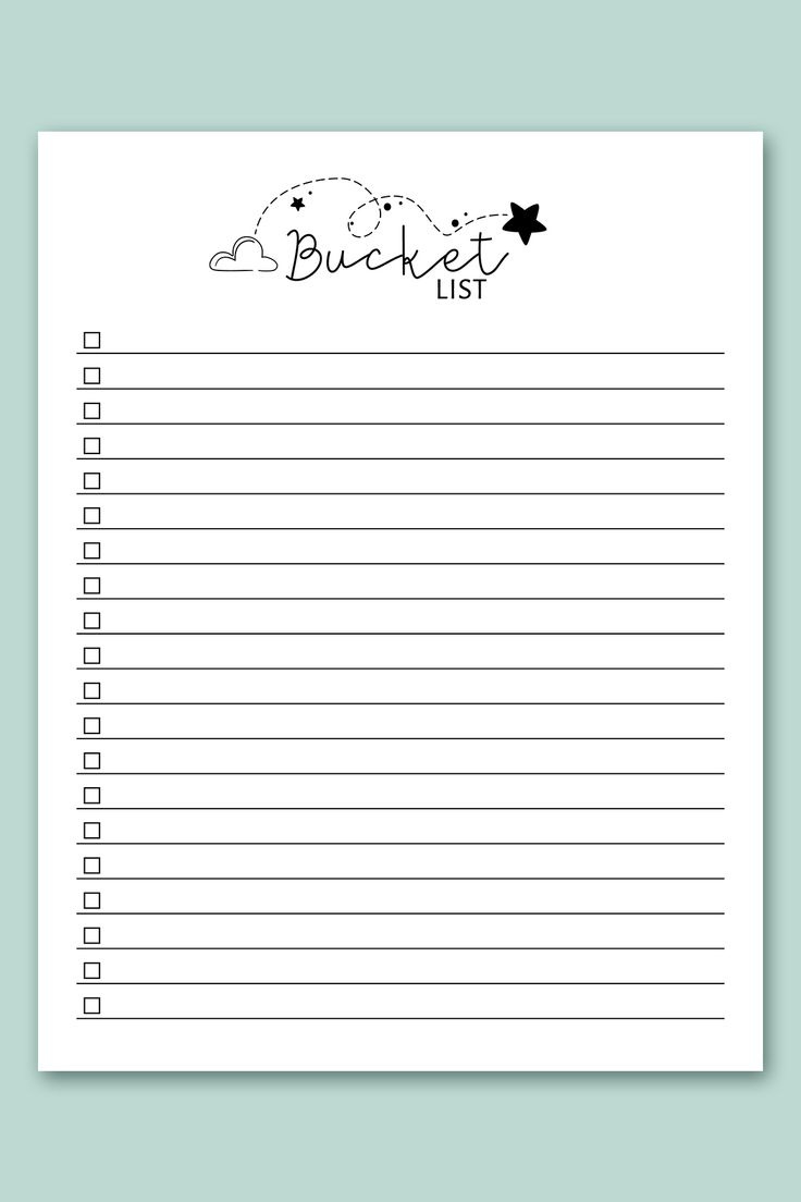 Free Bucket List Printable Templates (Summer, Travel, Etc) pertaining to Free Printable Bucket List Template