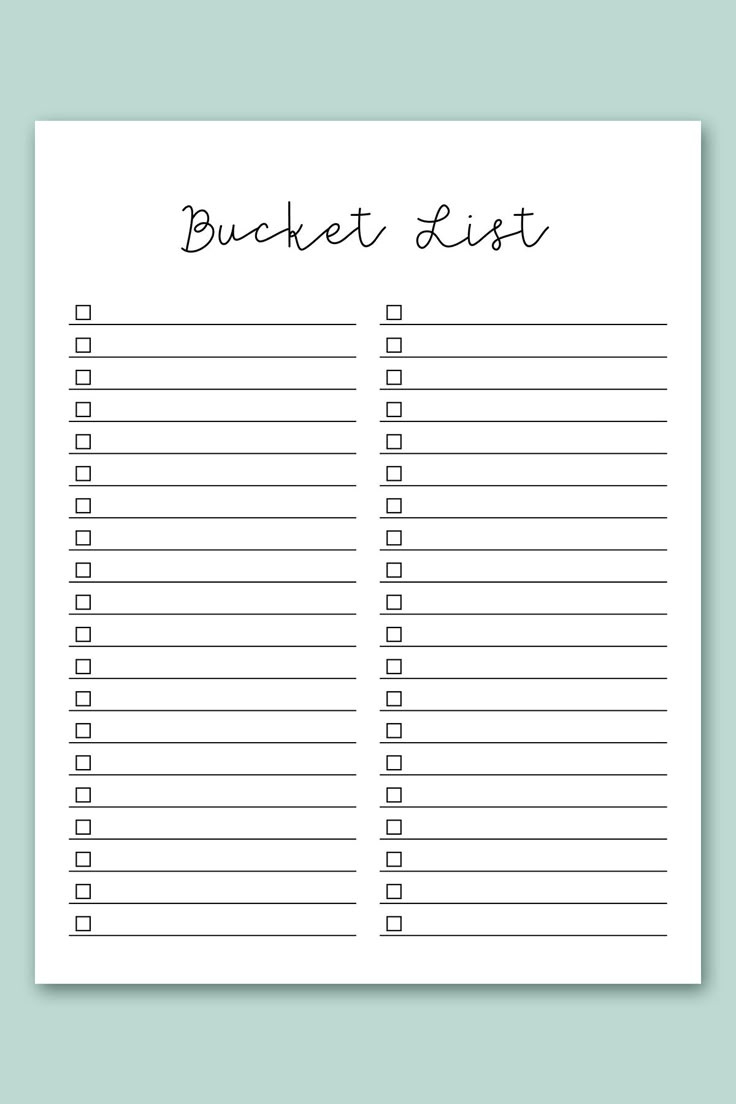 Free Bucket List Printable Templates (Summer, Travel, Etc) with FREE Printable Bucket List Template