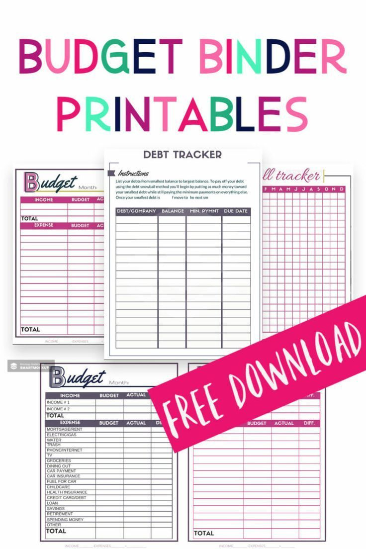Free Budget Binder Printables. Budget Worksheet, Expense Tracker in FREE Printable Budget Binder Sheets