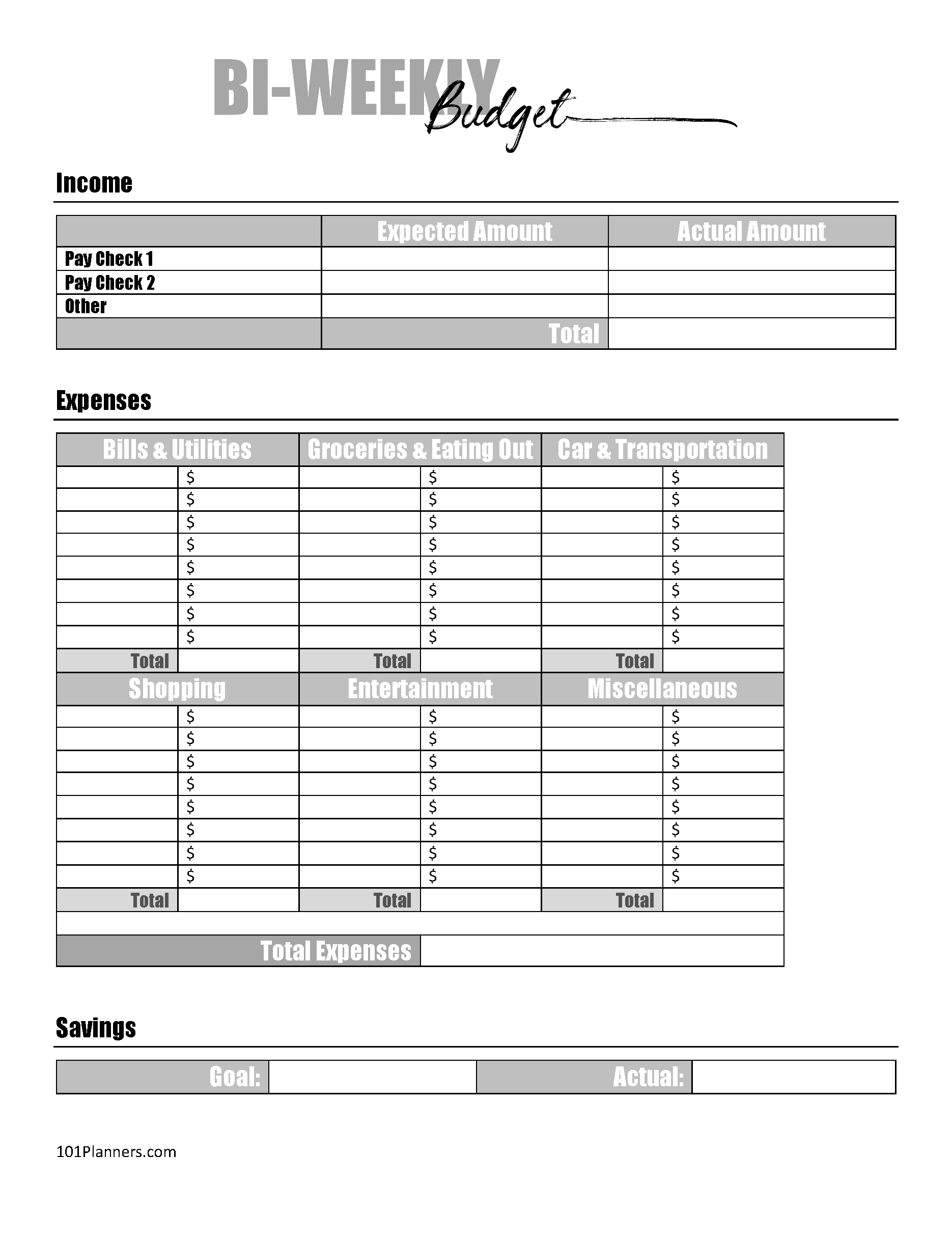 Free Budget Sheet Template | Printable And Editable intended for FREE Printable Bi Weekly Budget Planner