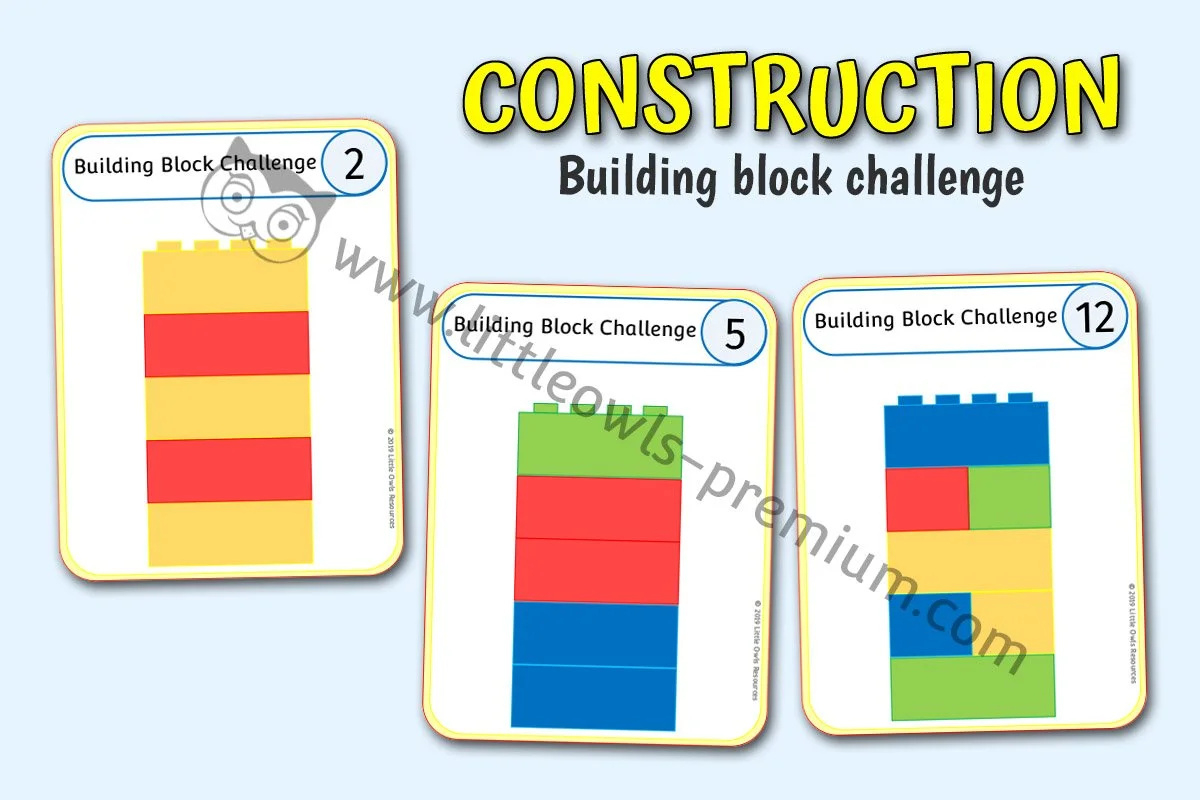 Free Building Block Challenge Game Early Years(Eyfs) Printable throughout FREE Printable Block Building Cards