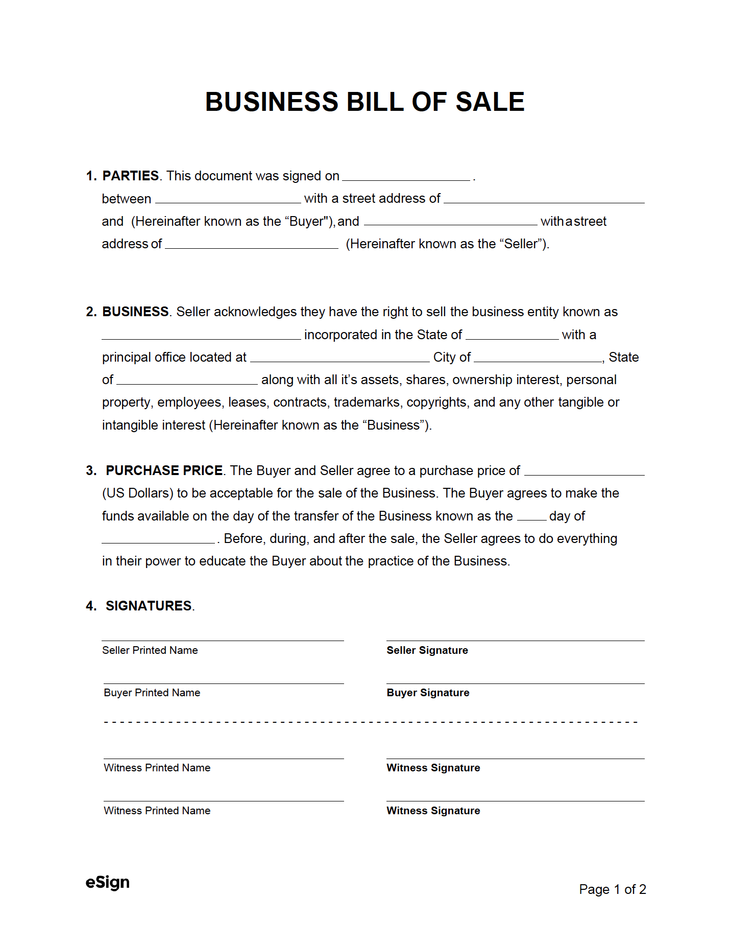 Free Business Bill Of Sale Form | Pdf | Word pertaining to FREE Printable Bill of Sale For Business
