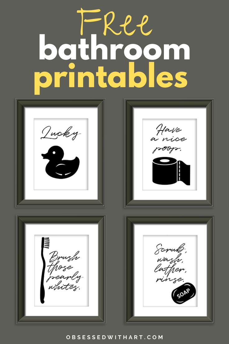 Free B&amp;amp;W Bathroom Printables intended for Free Printable Bathroom Wall Decor