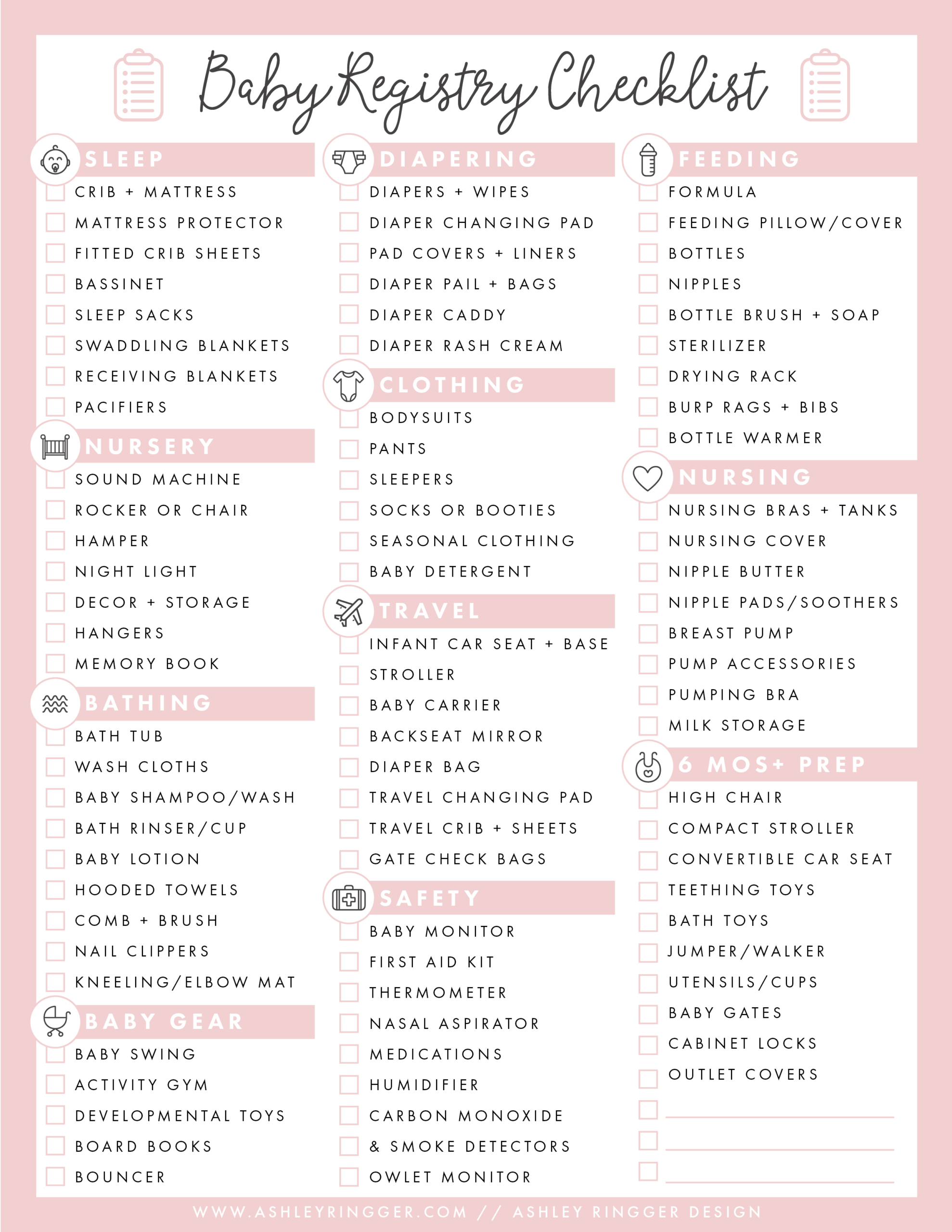 Free · Baby Registry Guide + Printable Checklist throughout Free Printable Baby Registry Checklist