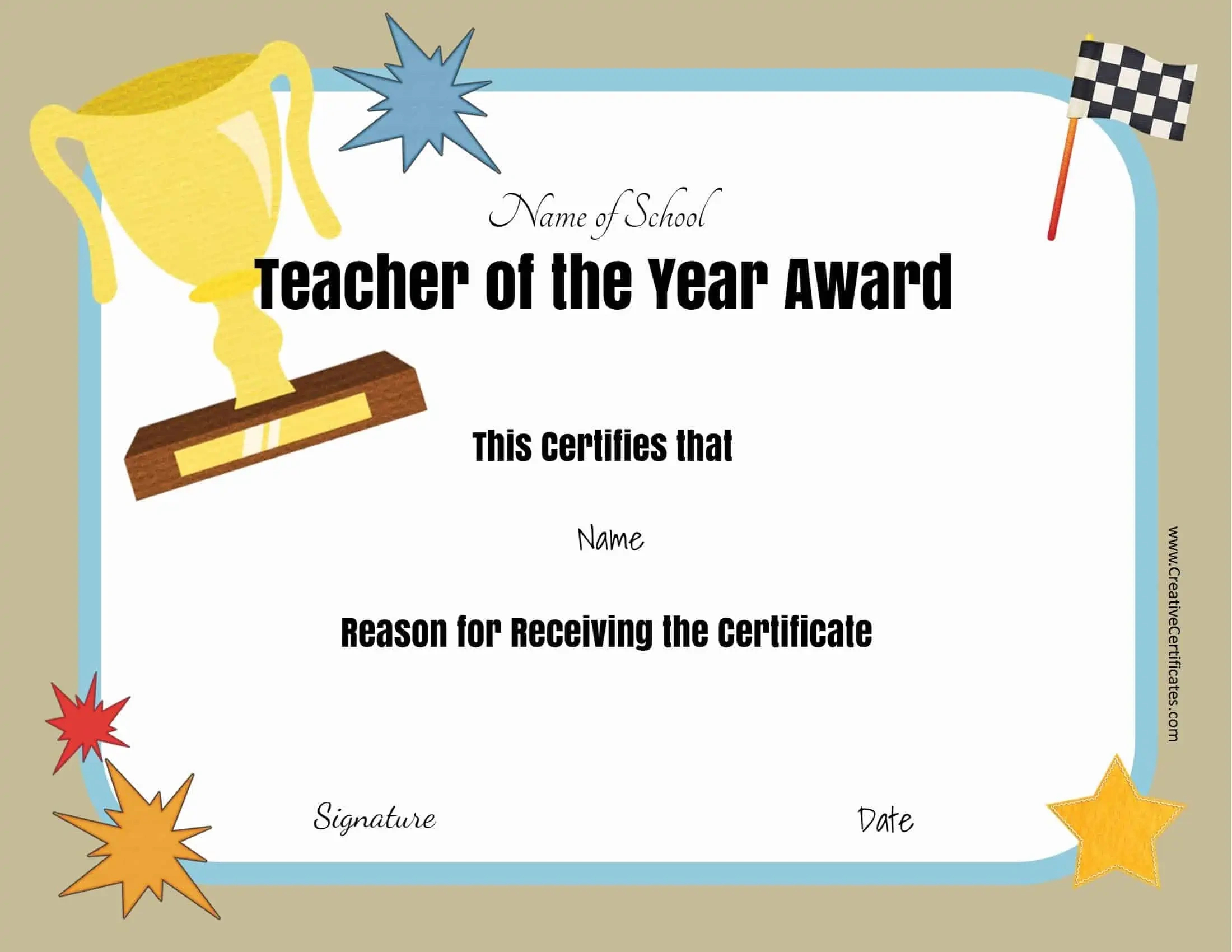 Free Certificate Of Appreciation For Teachers | Customize Online in Free Printable Awards For Teachers
